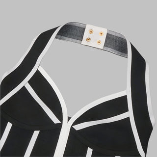 Bold Black & White Striped Bandage Dress