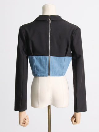 Long Sleeve Denim Suit  Top
