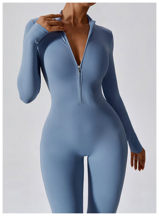 Zipper Long-Sleeved Yoga Jumpsuit