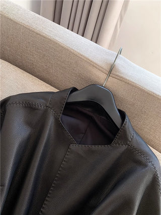 Short Faux Leather Jacket With Belt