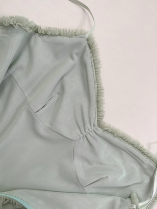 Elegant Sleeveless Long Mesh Dress with Ruffled Details