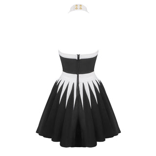 Monochrome Blossom Halter Flower Mini Dress