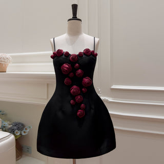 Burgundy Rose Elegance Mini Dress