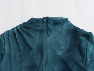 Jodi  Marble Print High Neck Mesh Long Dress