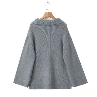 Cozy Ribbed Knit Set – Oversized Pullover & High-Waist Trousers