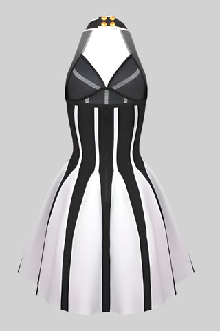 Bold Black & White Striped Bandage Dress