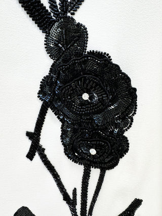 Elegant Beaded Flower Mini Dress