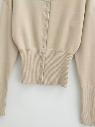 Ribbed Knit Button-Up Long Sleeve Sweater Top