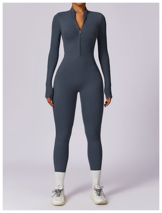 Zipper Long-Sleeved Yoga Jumpsuit