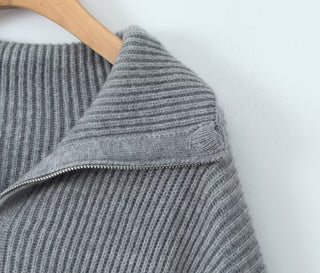 Cozy Ribbed Knit Set – Oversized Pullover & High-Waist Trousers