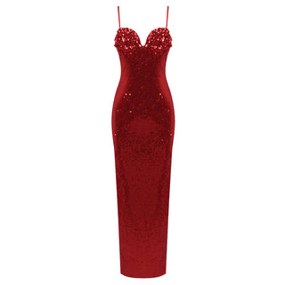 Ruby Sparkle Sequin Long Dress