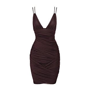 V Neck Sleeveless Mesh Mini Dress