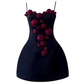 Burgundy Rose Elegance Mini Dress