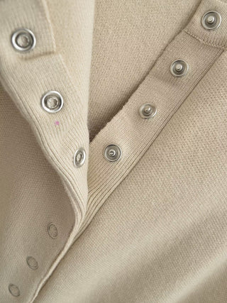 Ribbed Knit Button-Up Long Sleeve Sweater Top