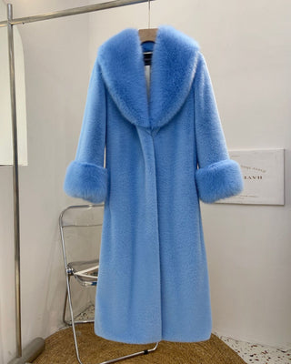 Luxurious Long Fur Coat with Belt