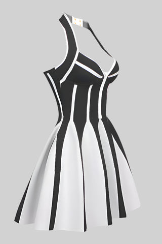 Bold Black & White Striped Bandage Dress