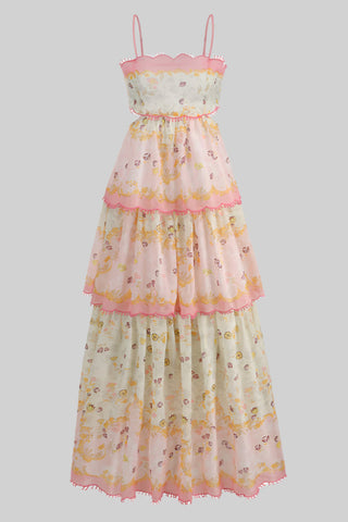 Floral Strapped Backless Long Dress