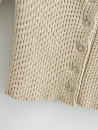 Ribbed Knit Button-Up Long Sleeve Sweater Top