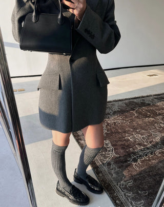 Oversized Wool Blazer Dress with Pockets