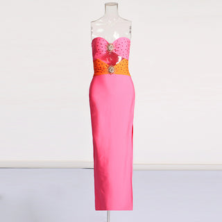 Strapless Diamond Bandage Long Dress