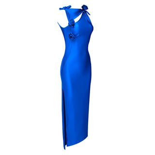 Rosy Sleeveless Flower Long Dress