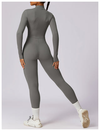 Zipper Long-Sleeved Yoga Jumpsuit
