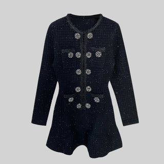 Elegant Long Sleeve Wool Knit Mini Dress