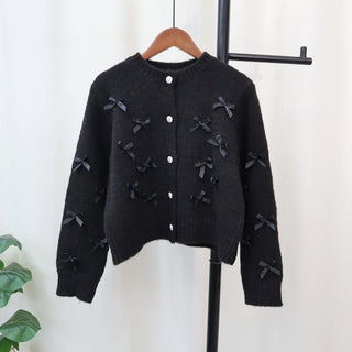 Soft Knitted Cardigan with Bow Details - Cozy & Stylish