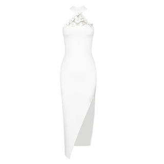 Grecian Lily Bandage Flower Long Dress