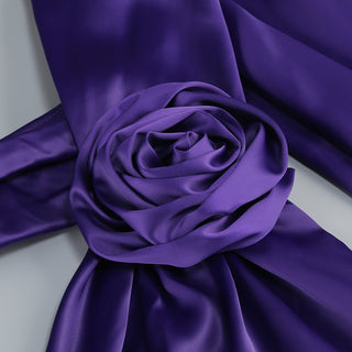 Elegant Purple Satin One-Shoulder Evening Long Dress