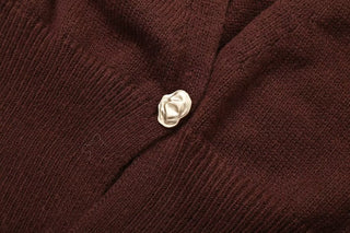 V-Neck Gold Button Long Sleeve Short Knitted Sweater