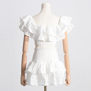 Off Shoulder Embroidered Set