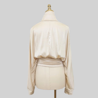 Satin Draped Long Sleeve Blouse