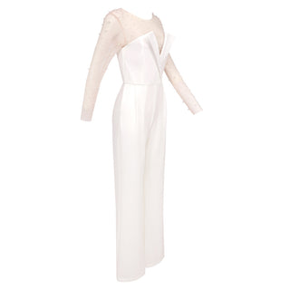 White Pearl Belted Strapless Jumpsuit
