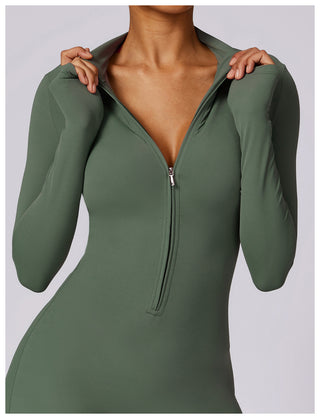 Zipper Long-Sleeved Yoga Jumpsuit