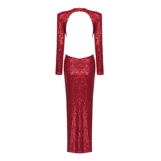 Starlight Sequin Long Sleeve Backless Dress