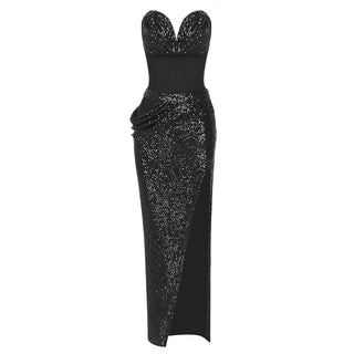 Midnight Sparkle Sequin Corset Long Dress