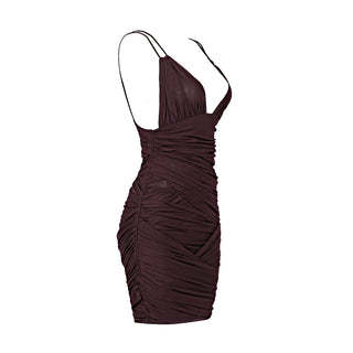 V Neck Sleeveless Mesh Mini Dress
