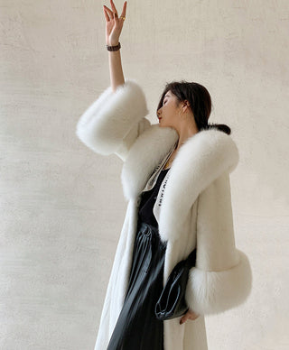 Luxurious Long Fur Coat with Belt