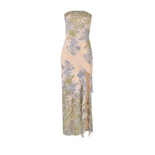 Floral Grace Strapless Long Dress