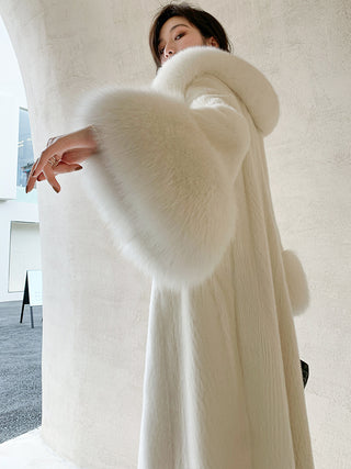 Luxurious Long Fur Coat with Belt