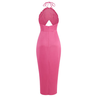 Thalia Flower Backless Satin Long Dress