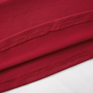 Elegant Red Long-Sleeve Evening Dress with Shoulder Pads and Ruched Hip Detail - Fishtail Maxi Gown