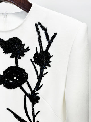 Elegant Beaded Flower Mini Dress