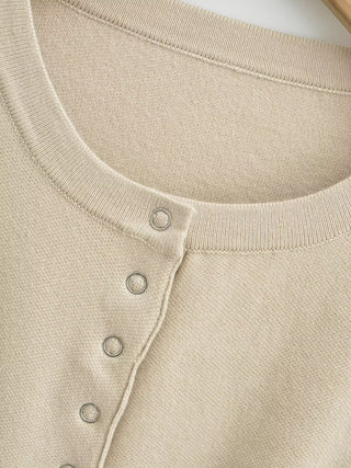 Ribbed Knit Button-Up Long Sleeve Sweater Top