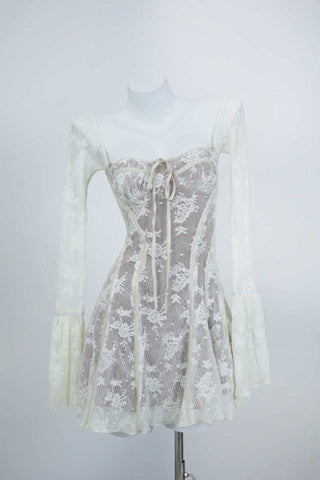 Flare Sleeve Mesh Mini Dress