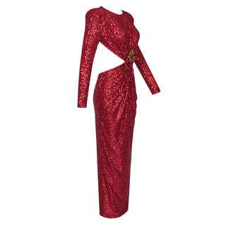 Starlight Sequin Long Sleeve Backless Dress Nevo Starlight Sequin Long Sleeve Backless Dress Nevo