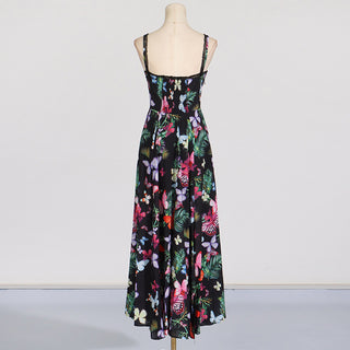 Floral Butterfly Sleeveless Long  Dress