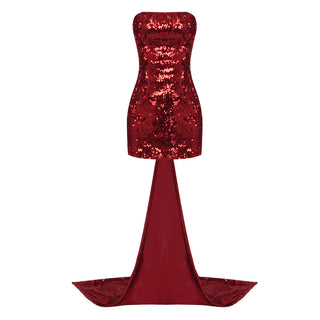 Burgundy Belle Strapless Sequin Mini Dress