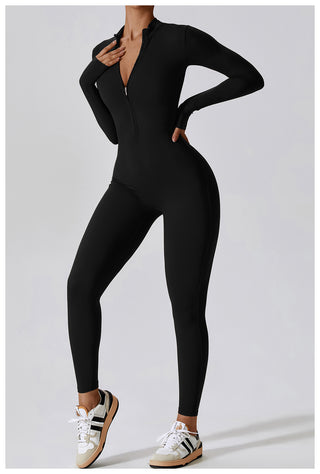 Zipper Long-Sleeved Yoga Jumpsuit